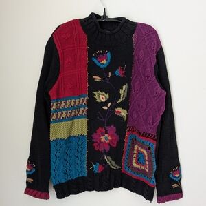 Coldwater Creek Multicolor Patchwork Sweater